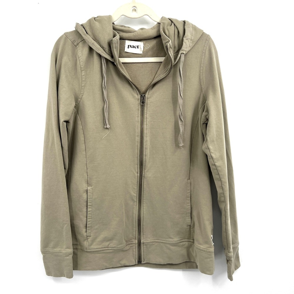 PACT full‎ zip up front sweatshirt organic cotton sage green sustainable L